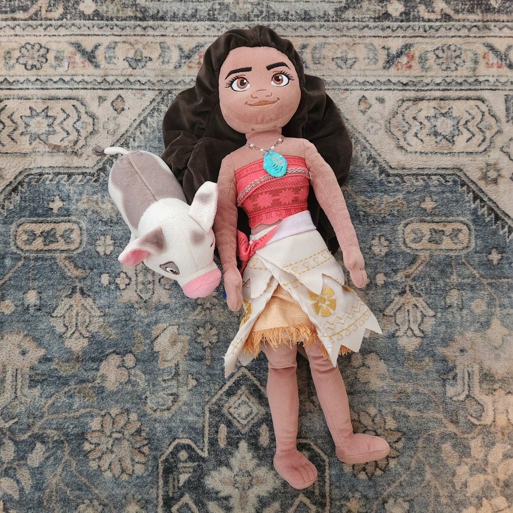 Disney Moana and Pua Plush Doll Set Soft Stuffed Toy Figures 15 Inch Moana Pig